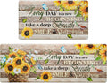 Likiyol Sunflower Kitchen Rugs Set of 2 Farmhouse Kitchen Mats for Floor Anti Fatigue Mats for Kitchen Floor, Butterfly Floral Kitchen Rugs Non Slip Washable Kitchen Floor Mats, 18''x 30''+18''x 48''