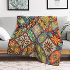 Boho Floral Throw Blanket Colorful Mandala Bohemian Indian Hippie Vintage Blanket for Sofa Bed Couch Chair or Dorm 60"x80"
