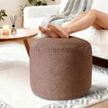 Pouf Ottoman Foot Rest, Comfortable & Soft, Round Footstool for Living Room, Bedroom, Office, Room Decoration, Corduroy Foot Stool Pouf with Odorless & Anti-Clump Filling, Large Brown