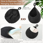 Honeydak Boho Decor Hanging Wall Baskets for Kitchen 3 Pack Teardrop Baskets with Hooks Storage Fruit Onion Vegetable Potato for Home 3 Sizes(Light Grey, White, Dark Grey,Teardrop,Cotton Rope)