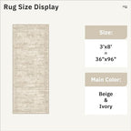 Runner Rug 3x8 Washable Non-Slip Hallway Runner Rugs for Kitchen Bathroom Laundry Room Beige Vintage Floor Carpet Runners for Hallways Entryway