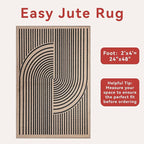 Tangsoo Rainbow Easy Jute Rug 2x4 Small Throw Rugs for Entryway,Washable Ultra Thin Outdoor Door Mat, Black Non-Slip Indoor Floor Carpet for Entrance Kitchen Hallway Bedroom Front Porch