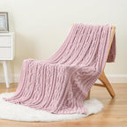 Battilo Pink Throw Blanket for Couch, Cable Knit Blanket, Soft Chenille Throw Blanket, Cozy Warm Blankets for Girls Daughter Women Gifts for Mom, 51"x67", Blush