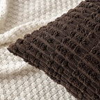 MIULEE Pack of 2 Corduroy Decorative Euro Sham Throw Pillow Covers 24x24 Inch Soft Boho Striped Pillow Covers Modern Farmhouse Home Decor for Sofa Living Room Couch Bed Dark Brown