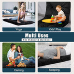 HOMBYS Floor Lounger Pillow Foldable and Tufted Design Long Floor Cushion for Yoga, Reading, Sleeping, Meditation, Elastic Band for Roll Up and Easy Storage, Machine Washable, Black, 74"x27"
