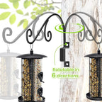 Swivel Plant Hangers Outdoor: 16 Inch Bird Feeder Plant Hanger Metal Wall Mount Hanging Plant Brackets Indoor Wall Hooks Outdoor for Hanging Baskets, Wind Chimes, Lanterns, Flower Pots, Black
