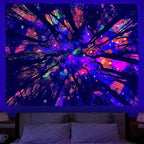 Blacklight Galaxy Forest Silhouette Tapestry for Bedroom Night Sky Ceiling Tapestry for Bedroom Decor Dark Forest Stars Tapestries Glow in the Dark Starry Night Tapestries UV Reactive Dorm Decor 71x90