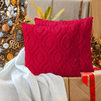 decorUhome Cozy Textured Euro Sham Throw Pillow Covers 24x24 Inch Set of 2, Soft Plush Faux Wool Red Accent Couch Pillow Covers for Modern Farmhouse Sofa Bed Living Room