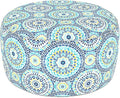 LVTXIII Indoor/Outdoor Extra Large Inflatable Ottoman Pouf D31 x H14 Inch, Round Footstool with Handle, Weather-Resistant Portable Furniture for Patio, Camping, Beach, Delancey Lagoon