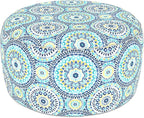 LVTXIII Indoor/Outdoor Extra Large Inflatable Ottoman Pouf D31 x H14 Inch, Round Footstool with Handle, Weather-Resistant Portable Furniture for Patio, Camping, Beach, Delancey Lagoon