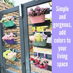 LaLaGreen Outdoor Hanging Planter (11.2 Inch, 6 Pack) Light Pink, Light Purple, Turquoise, Light Blue, Dark Purple, Cadet Blue Metal Iron Window Box Flower Pot Deck Railings Fence Porch Garden Decor