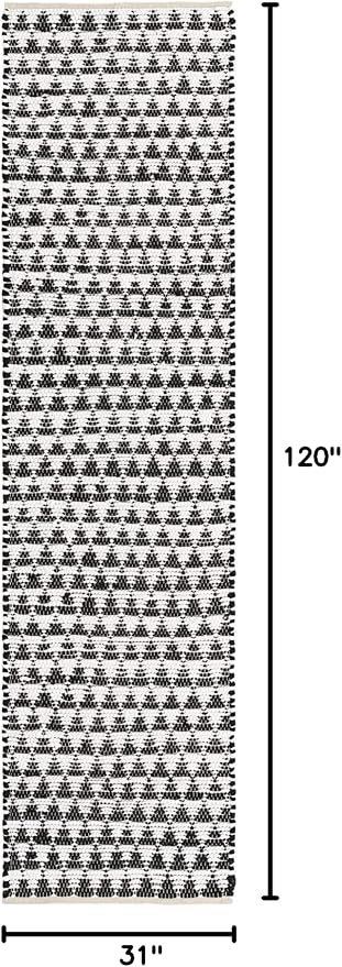Unique Loom Chindi Jute Collection Area Rug (2' 7" x 10' Runner, White Black)