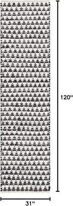 Unique Loom Chindi Jute Collection Area Rug (2' 7" x 10' Runner, White Black)