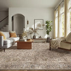 Washable Rugs for Living Room: 9x12 Area Rugs for Bedroom Ultral Soft Non-Slip Stain Resistant Vintage Boho Large Carpet for High-Traffic Dining Room - Farmhouse Decor