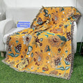 Snycler Boho Throw Blanket for Bed 50 * 60inch Woven Blanket Cotton Polyester Farmhouse Decor for Indoor Outdoor Sofa Bedroom Garden，All Season(Yellow)