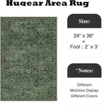 HUGEAR 2x3 Entryway Area Rug Retro Green Small Rug Machine Washable Door Mat Vintage Floral Low Pile Carpet Vacuumable Distressed Throw Rug Entrance Kitchen Bathroom Bedroom Non Slip Lightweight