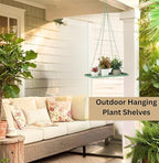 Shinehola Hanging Planters for Indoor Outdoor Plants (Length - 15.5"), Plant Hanger Indoor | Large Metal Hanging Plant Holder, Hanging Planter Shelf, No Plant/Pot Included (Green, 1-Tier)