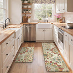 GENIMO Kitchen Mats for Floor 2PCS, Cushioned Kitchen Rugs Non Slip Washable, Farmhouse Anti Fatigue Mat Waterproof, Comfort Standing Mat Rug for Office, Home, Laundry, 17.3"x59"+17.3"x30", Beige&Red