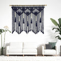 Youngeast Large Macrame Wall Hanging Boho Woven Tapestry Bohemian Macrame Wall Decor Handmade Tassel Tapestry Home Decoration for Bedroom Living Room 39"X31" (Wood Dowels Not Included) (Navy)