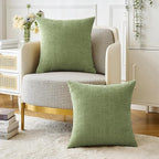MIULEE Pack of 2 Couch Throw Pillow Covers 24x24 Inch Spring Soft Sage Green Chenille Pillow Covers for Sofa Living Room Solid Dyed Pillow Cases