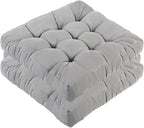 Meditation Floor Cushions Set of 2, Thickened Floor Pillow for Adults, Large Square Pillows Seat Cushion for Tatami Living Room Yoga, Memory Sponge Block Added, 22x22 Inch, Grey
