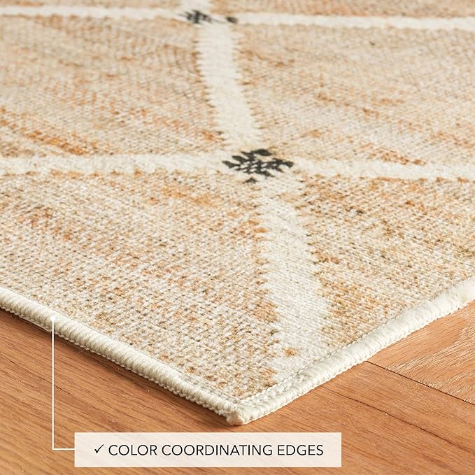 Dash and Albert Kali, Natural, 2'6" x 8', Diamond, Soft and Cozy, High Traffic, Lightweight, Anti-Slip, Durable, Machine Washable Runner for Bedroom, Living Room, Dining, Den, Foyer, Entryway