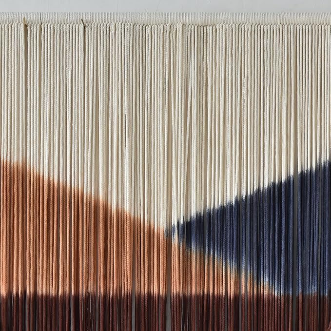 Jakalin Macrame Wall Hanging Geometric Boho Tapestry Dip Dyed With Modern Shapes, 57" W x 39" L Macrame Wall Art for Living Room or Bedroom Decor