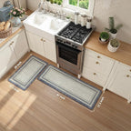 KIMODE Anti Fatigue Kitchen Mat 2PCS,Non-Skid Waterproof Kitchen Rugs,Farmhouse Kitchen Mat for Floor,Cushioned Comfort Foam Standing Mat for Laundry,Office,Sink,Desk,Blue and Gray