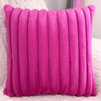2 Pack 24x24 Pillow Cover Velvet Pillow Covers, Faux Fur Square Throw Pillow Covers for Living Room Decorations Throw Pillow Case, Throw Pillow Cover Cushion Cover for Home Sofa Bedroom Car, Hot Pink
