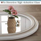 Boho Oval Wall Mirror, 24" x 36" Farmhouse Antique Bathroom Oval Mirrors Over Sink, Wooden Rustic with Beaded for Bedroom, Dining Room, Hallway, Living Room, Vertical or Horizontal Hanging