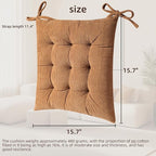 HLOVME Corduroy Chair Cushion with Ties Ultra Soft Warm Floor Cushion for Kids Reading Nook Comfortable Square Seat Cushion for Adult 15.7”x15.7”, Khaki