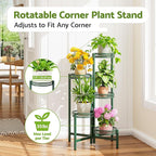 5-Tier Metal Plant Stand Indoor Outdoor, Corner Tall Plant Shelf for Multiple Plants, Foldable Plant Stand, Heavy Duty Flower Stand Holder for House Living Room Balcony Garden Patio -GreenFlower