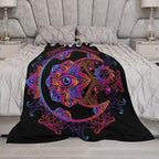 Boho Chic Throw Blanket Crescent Moon and Sun with Elements of The Mandala Pattern Blanket for Sofa Bed Couch Chair Or Dorm 30"x40"