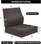 HAVARGO Recliner Cushions for Elderly with Lumbar Support, Patent Design 20x20x4 Inch Thick Chair Cushion Soft Tufted Dual Layer Booster Seat Cushions for Seniors Recliner Risers Taupe 1 Set