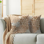 Light Brown Grey Gray Pillow Covers 20X20 Inch Set of 2, Dahlia Flower Spring Summer Floral Cream Decorative Throw Pillow Covers Outdoor Modern Farmhouse Cushion Case for Home Couch Sofa Bed Decor