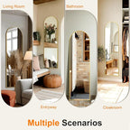 Arched Full Length Mirror, 56"x15" Standing Body Mirror for Wall, with Aluminum Alloy Frame for Bedroom, Living Room, Dressing Room(Gold)