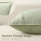 Foindtower Pack of 2, Decorative Linen Solid Throw Pillow Covers Soft Accent Cushion Case Boho Farmhouse Pillowcase for Chair Couch Sofa Bedroom Living Room Home Decor 22 x 22 Inch Light Sage Green
