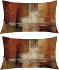 Burnt Orange Abstract Pillow Covers 12x20 Abstract Rust Art Painting Decorative Throw Pillowcase Modern Artwork Square Couch Cushion Cover for Living Room Sofa Accent Home Decor, Set of 2