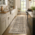 2'x6' Washable Runner Rug Utral Soft Lightweight Vintage Boho Distressed Non-Slip Backing,Low Pile Stain Resistant Farmhouse Rug for High-Traffic Hallway, Kitchen & Laundry