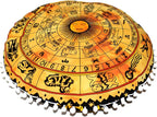 CRAFT KALA Boho Large Floor Pillow Pouf Cover Mandala Meditation Room Pillow Cover for Adults Round Bohemian Seating Pouf Cushion Cover for Kids Playroom 22" Yellow Zodiac