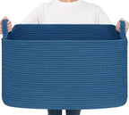 Goodpick Large Blanket Basket, Storage Baskets for Organizing, Rectangle Woven Basket for Clothes, Towels, Toy Baskets Storage Kids, 21.6" x 14.9" x 11.8"