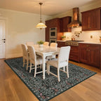 8x10 Washable Area Rugs for Living Room, Stain Resistant Vintage Rugs for Dining Room Under Kitchen Table, Bedroom, Floral Low Pile Non-Slip Large Carpet (8 x 10 Dark Green)