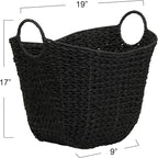 Household Essentials Paper Rope Basket with Handles, Natural Woven Woven Storage Basket, Great for Decoration or Organization