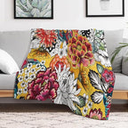 Boho Floral Throw Blanket Bohemian Colorful Flowers Print Mandala Blanket for Sofa Bed Couch Chair Or Dorm 70"x80"