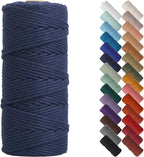 NOANTA Dark Blue Macrame Cord 3mm x 109yards, Colored Macrame Rope, Cotton Rope Macrame Yarn, Colorful Cotton Craft Cord for Wall Hanging, Plant Hangers, Crafts, Knitting