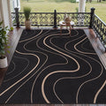 Tangsoo Modern Easy Jute 5x7 Area Rug for Living Room,Washable Rug Non Slip Thin Indoor Outdoor Carpet,Farmhouse Black Lines Throw Mat for Office Balcony Backyard Patio Home Decor