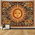Spenlife Celestial Sun Tapestry, Boho Floral Tapestries for Bedroom, Aesthetic Wall Decor, Sunflower Tapestries (80" x 60")