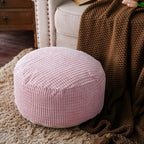 SUTAVIA Pouf Ottoman Cover Unstuffed Pouf Seat Decorative Soft Storage Bean Bag 20x20x8 Inches Floor Footrest for Living Room Bedroom (Dusty Pink, Round)