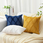 decorUhome Spring Throw Pillow Covers 12x20 Inch Set of 2, Soft Plush Faux Fur Wool Lumbar Dark Blue Accent Couch Pillow Covers for Modern Farmhouse Bed Sofa Living Room