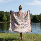 Mandala Flower Boho Throw Blanket for Couch Bed Chair Lounge Hippie Room Decor Reversible Cotton Woven Whimsical Throw Blanket Witchy Room Decor Throws Bed Spread Outdoor Camping Blanket 51x59 Inches